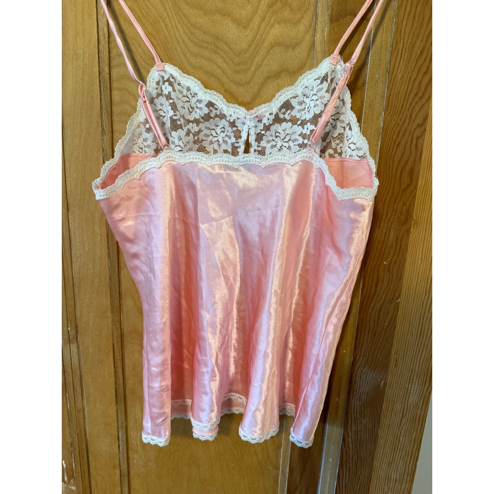 Vintage Christian Dior Pink Satin Lace Camisole Top Embroidered CD Logo Bow - Picture 3 of 13